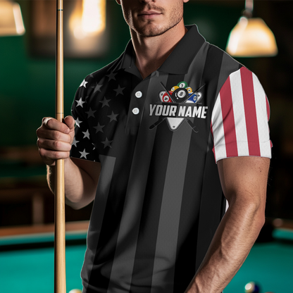 US Flag Billiard Shirt Billiard Jersey for Men Billiard Gifts for Men Team Polo & 1/4 Zip NNT21