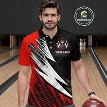Load image into Gallery viewer, Red Skull Crown Bowling Custom Men Bowling Shirt Polo &amp; Quarter-Zip Bowling Team Jerseys HNT65