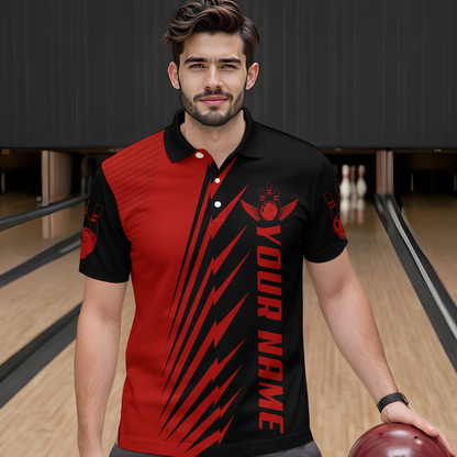 Custom Red Bowling Shirts for Men Women Team Bowling Polo & 1/4 Zip Shirt MBL48