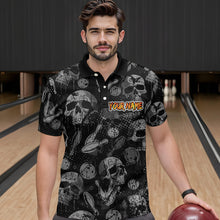 Load image into Gallery viewer, Men Skull Custom Bowling Team Shirts Unisex Bowling Men Short Sleeve Polo &amp; Quarter-Zip HNT42