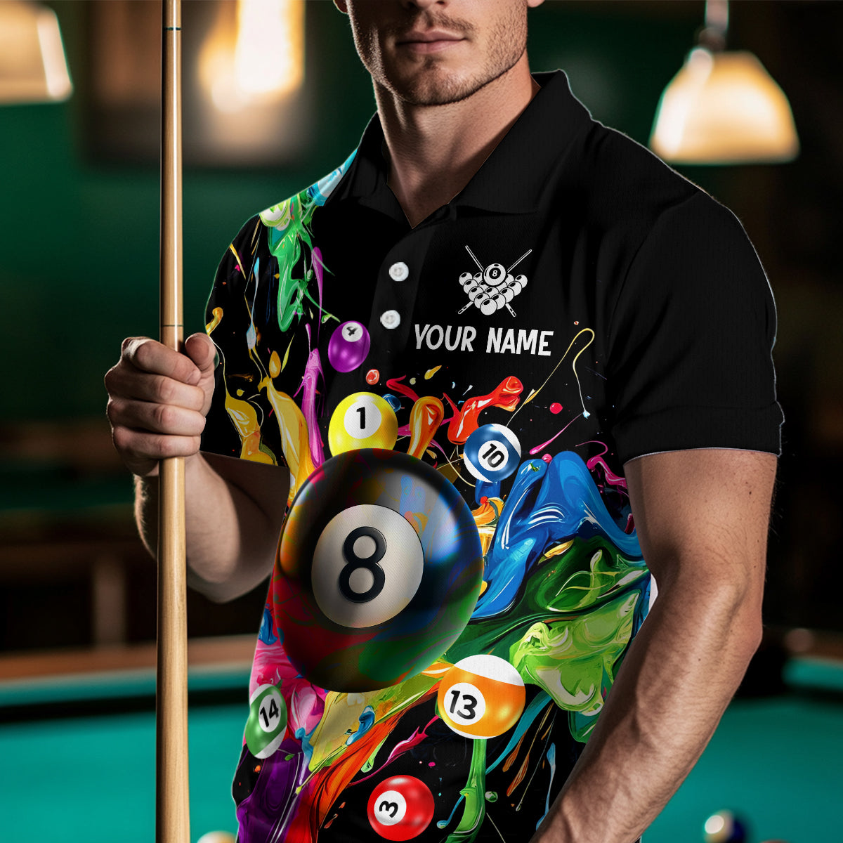 Colorful Ball Billiard Jersey Personalized Billiard Shirt for Men, Billiard Team Jersey Polo & 1/4 Zip NNT31