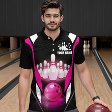 Load image into Gallery viewer, Pink Bowling Shirt for Men and Women Bowling Jersey with Team Bowling Polo &amp; 1/4 Zip MBL42