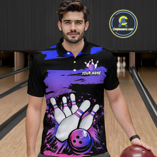 Load image into Gallery viewer, Purple Bowling Shirts Custom for Women Men Team Bowling Polo and 1/4 Zip Shirts MBL116