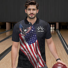 Load image into Gallery viewer, Personalized US Flag Bowling Shirt Eagle Bowling Jersey Polo Shirt Bowling for Men QZT274