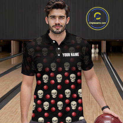 Skull Bowling Shirt Personalized Polo Bowling Team jersey Pattern Bowling League QZT690