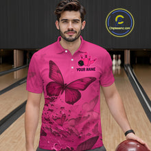Load image into Gallery viewer, Pink Butterflies Bowling Shirts for Women Men Team Custom Bowling Polo and 1/4 Zip MBL121