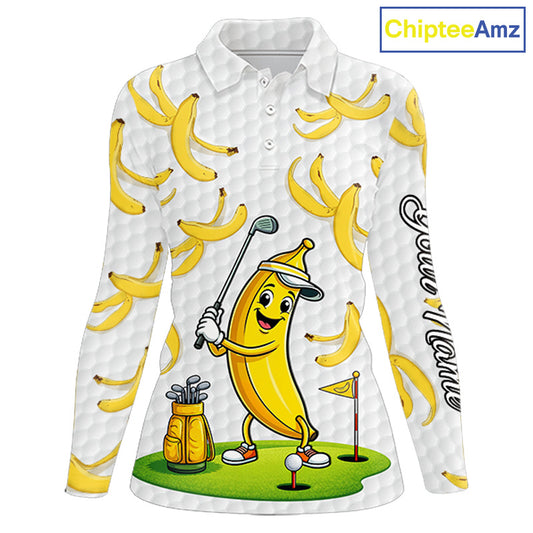 Funny Banana Pattern Golf Women's Polo Shirt, Team Golf Clothes, Golf Gifts NBT610