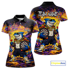 Load image into Gallery viewer, Custom Funny Shark Dart Shirts for Women Darts Team Jerseys Dart Tournament Polo &amp; 1/4 Zip NNT136