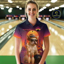 Load image into Gallery viewer, Custom Funny Dog Bowling Jersey for Women Bowling Uniform Polo &amp; 1/4 Zip Bowling Team Shirts HNT135