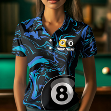 Load image into Gallery viewer, Teal-Turquoise 8 Ball &amp; 9 Ball Custom Billiard Shirts For Women Billiard Team Jerseys NNT55