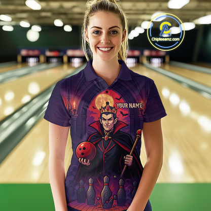Custom Vampire Bowling Team Shirt Polo & Quarter-Zip Bowling League Jersey for Women Outfit QZT752