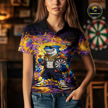 Load image into Gallery viewer, Custom Funny Shark Dart Shirts for Women Darts Team Jerseys Dart Tournament Polo &amp; 1/4 Zip NNT136