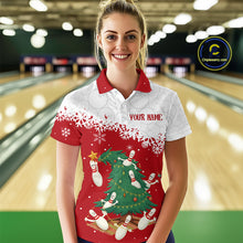 Load image into Gallery viewer, Custom Funny Christmas Bowling Jersey for Women Bowling Team Shirts Polo &amp; 1/4 Zip HNT131