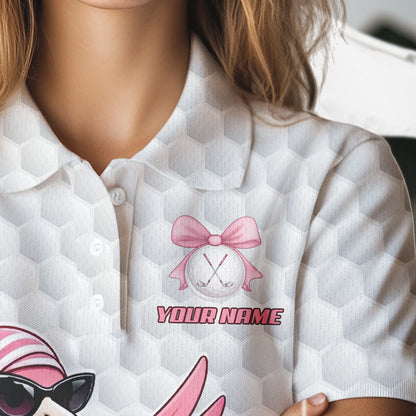 Pink Flamingo Golf Shirt For Women, Funny Pattern Golf Polo Shirt, Ladies Golf Outfit For Team NHT729