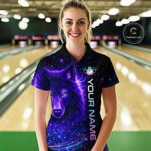 Load image into Gallery viewer, Custom Galaxy Wolf Bowling Jersey for Women Bowling Uniform Polo &amp;1/4 Zip Bowling Team Shirts HNT251