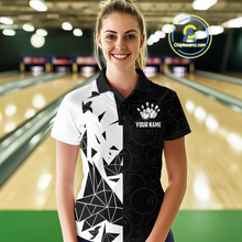 Load image into Gallery viewer, Black &amp; White Bowling Shirts for Women Men Custom Team Bowling Polo&amp;1/4 Zip Shirt MBL174