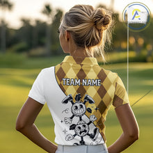 Load image into Gallery viewer, Funny Golf Ball Pattern Argyle Womens Golf Polo Shirts Custom Golf Outfits Ladies, Green Golf Tops NHT786