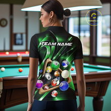 Load image into Gallery viewer, Custom Ball Pool Shirts Green Billiard Shirt for Women Billiard Team Jersey Billiard League NNT180
