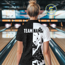 Load image into Gallery viewer, Black &amp; White Bowling Shirts for Women Men Custom Team Bowling Polo&amp;1/4 Zip Shirt MBL174