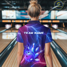 Load image into Gallery viewer, Purple Lightning Bowling Shirts for Men Women Custom Team Bowling Jerseys MBL155