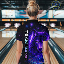 Load image into Gallery viewer, Custom Galaxy Wolf Bowling Jersey for Women Bowling Uniform Polo &amp;1/4 Zip Bowling Team Shirts HNT251