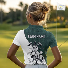 Load image into Gallery viewer, Green White Funny Golf Ball Pattern Womens Golf Polo Shirts Custom Golf Outfits Ladies, Green Golf Tops NHT784