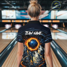 Load image into Gallery viewer, Wolf Bowling Jersey for Women Polo &amp; 1/4 Zip Custom Wolf Bowling Team Shirts Bowling League HNT205
