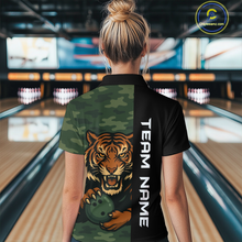 Load image into Gallery viewer, Custom Tiger Bowling Shirts for Team Women Men Camo Green Bowling Polo &amp; 1/4 Zip Shirt MBL184