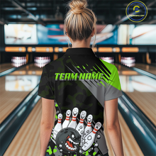 Load image into Gallery viewer, Custom Green Funny Bowling Shirt Crazy Bowling Jersey Women Polo &amp; 1/4 Zip Bowling Outfit QZT785