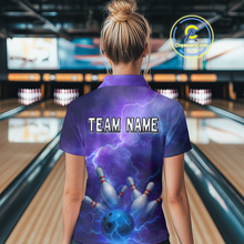 Load image into Gallery viewer, Custom Purple Lightning Bowling Shirts for Men Women Team MBL157