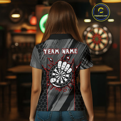 Women’s Custom Darts Shirt - Cracked Dartboard In Grip | Name Personalization NYN0318
