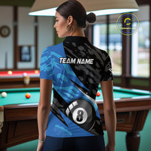 Load image into Gallery viewer, Blue Camo 8 Ball Billiard Shirts for Women Billiard Team Shirts Billiard Uniform Polo &amp; 1/4 Zip NNT77