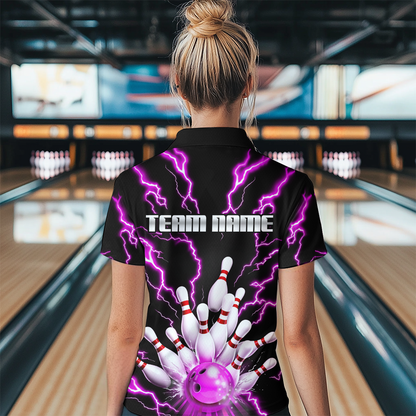 Thunder Lightning Pink Bowling Shirt Custom Bowling Jersey for Men Women Team MBL66