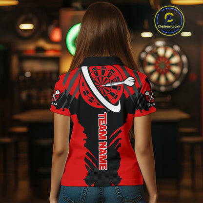 Red Darts Shirt With Claw Mark Design - Custom Team & Name Shirt For Women NYN0339