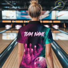 Load image into Gallery viewer, Green and Pink Smoke Bowling Shirts for Women Men Team Bowling Polo &amp; Quarter Zip MBL129