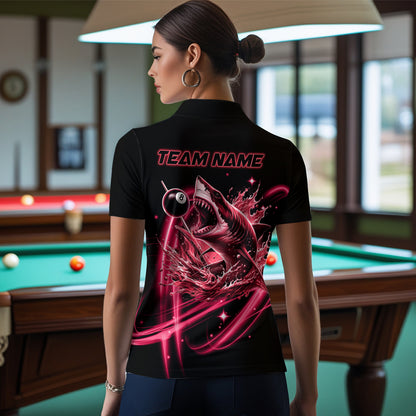 Red 8 Ball Pool Billiard Shark Polo & Quarter Zip For Women Custom Team League Billiard Jersey TDM3731