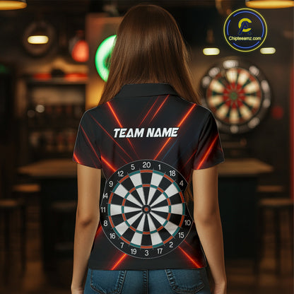 Women's Personalized Darts Shirt With Red Laser Streaks And Dual Dartboards NYN0268