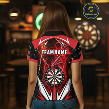 Load image into Gallery viewer, Red Darts Jerseys Custom Thunder Lightning Dragon Dart Shirt Team Polo &amp; Quarter Zip For Women TDM4315