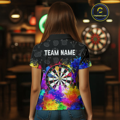 Funny Dartboard Colorful Grunge Dart Shirts For Women | Darts Team Jerseys – Polo & Quarter Zip TDM3964