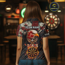 Load image into Gallery viewer, Canada Flag 3D Dartboard Fire Flame Custom Eagle Darts Shirt For Women, Patriotic Darts Team Jersey TDM4148