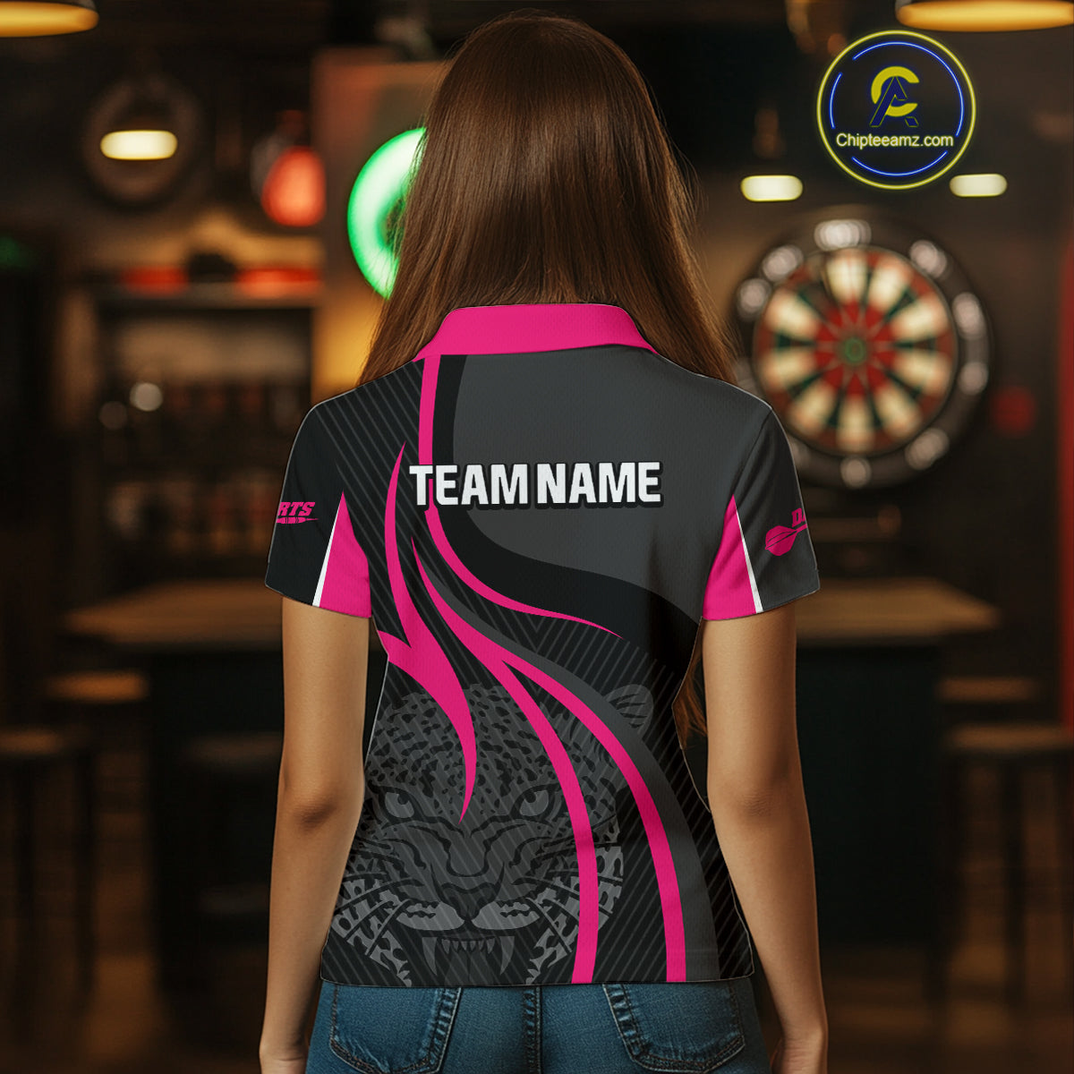 Custom Dart Jersey - Fuchsia & Ebony Panther Power | Personalized Name For Women NYN0325