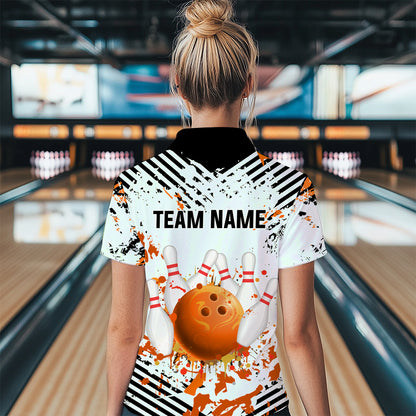 Orange Bowling Shirts Custom Watercolor Bowling Jersey for Men Women with Team Name MBL53