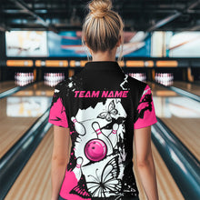 Load image into Gallery viewer, Custom Pink Butterflies Bowling Shirt for Men Women Team Bowling Polo&amp;Quater Zip MBL76