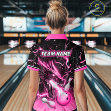 Load image into Gallery viewer, Pink Dragon Flaming Bowling Shirt for Men and Women Custom Bowling Jersey for Team MBL87
