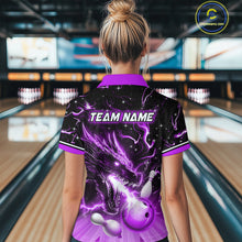 Load image into Gallery viewer, Purple Dragon Flaming Bowling Shirt for Men and Women Custom Bowling Jersey for Team MBL87
