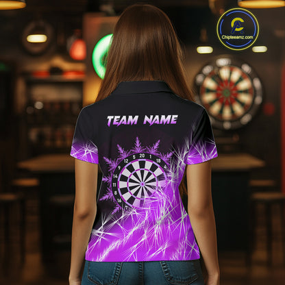 Purple Icy Lights Womens Darts Polo & Quarter Zip Custom Dart Shirts For Team Darts Jerseys Outfit TDM4149
