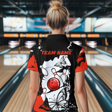 Load image into Gallery viewer, Custom Red Butterflies Bowling Shirt for Men Women Team Bowling Polo&amp;Quater Zip MBL76
