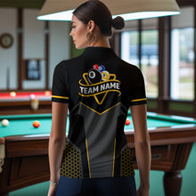 Load image into Gallery viewer, Personalized 8 Ball &amp; 9 Ball Pool Billiard Polo, 1/4 Zip For Women Custom Team Billiard Jersey|Yellow TDM3547