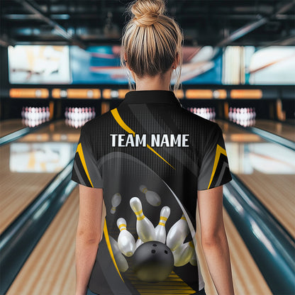 Yellow Bowling Shirts for Men Women Team Custom Bowling Polo & Quarter Zip Shirt MBL71