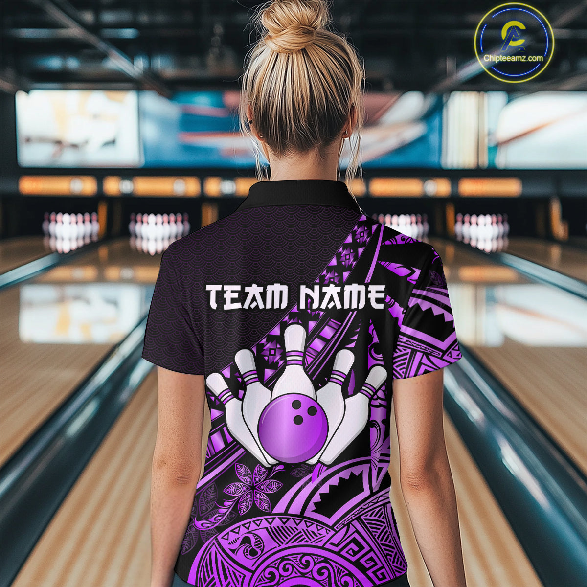 Purple Vintage Bowling Custom Women Bowling Shirt Polo & Quarter-Zip Bowling Team Jerseys HNT69